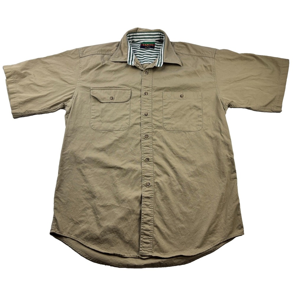 Vintage 90s Tango Max Raab Shirt Sz L Made In USA Khaki Fishing Safari Gorpcore